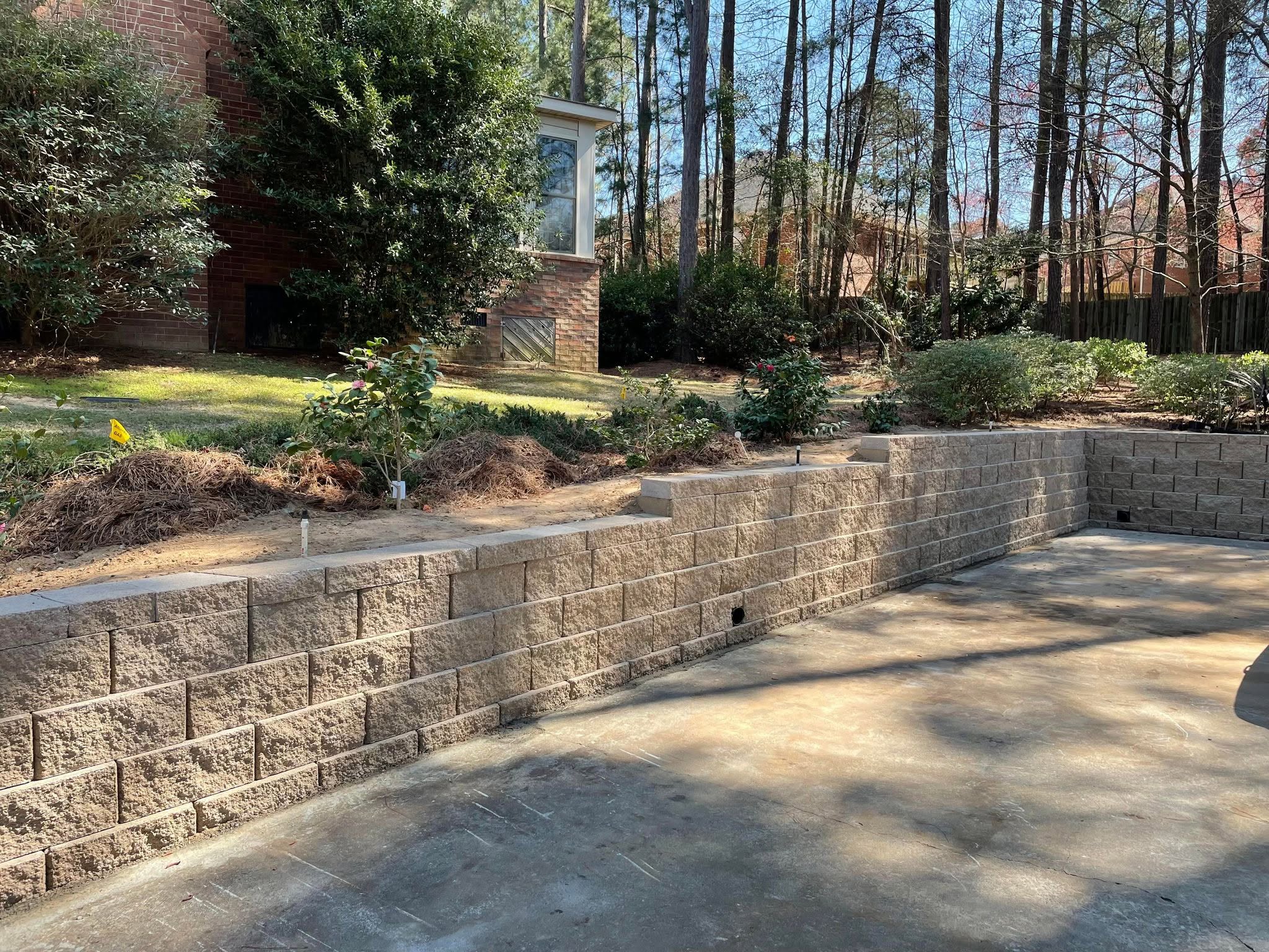 Cinderblock retaining wall project